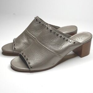 Brighton‎ Tap Leather Slip-On Heeled Sandals in Zinc Pearl Size 11